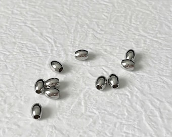 25 Small Stainless Steel Oval Bead DIY Jewelry Findings, 5mm