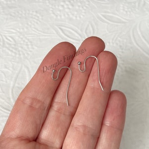 50 Earwire Hooks, Surgical Steel, Earring, Findings, Ball End, Jewelry Making, Simple, DIY, 22mm, EWRS054