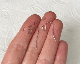 50 Earwire Hooks, Surgical Steel, Earring, Findings, Ball End, Jewelry Making, Simple, DIY, 22mm, EWRS054