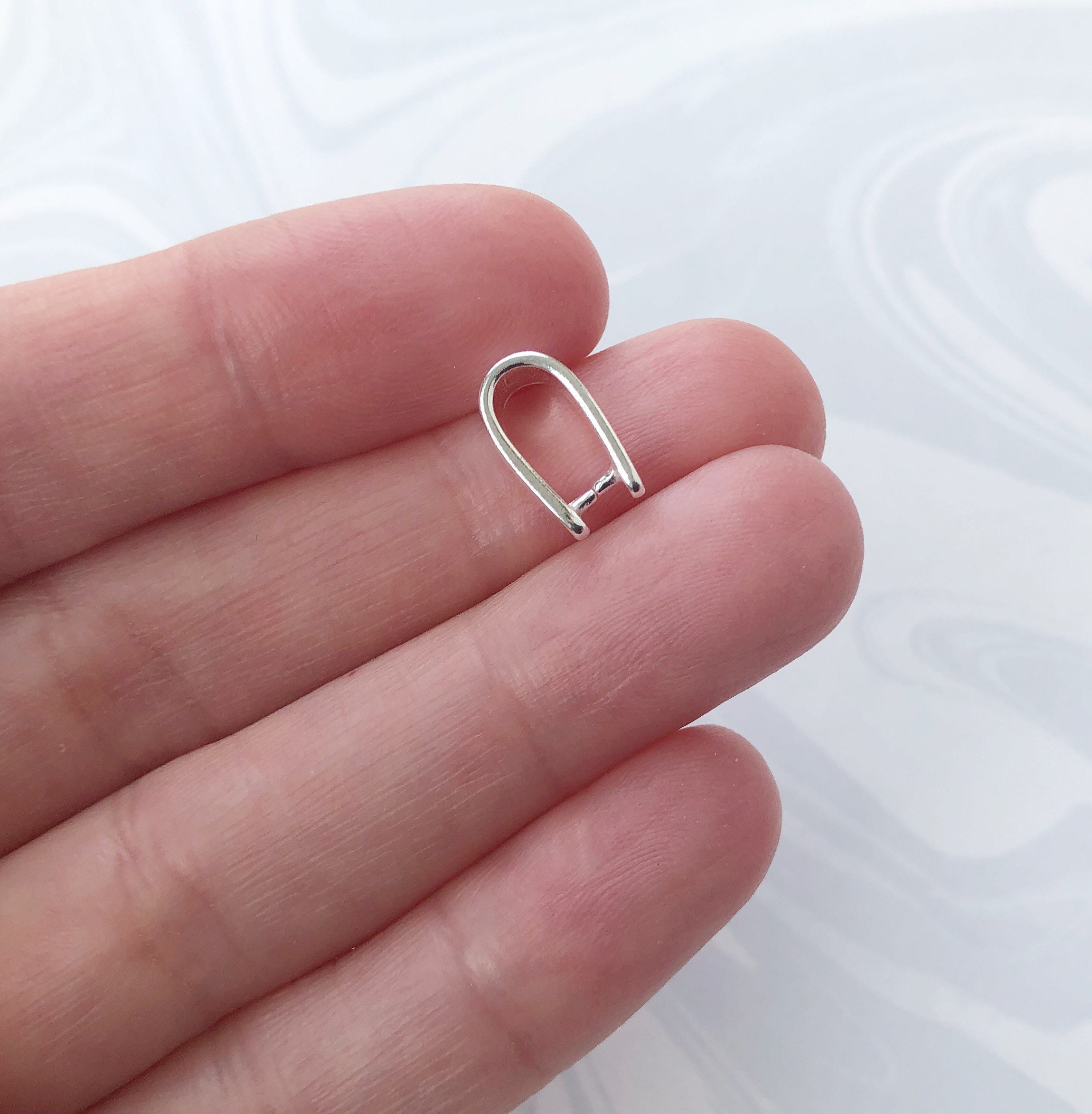 2 Small Pinch Bails Sterling Silver Simple Ice Pick Etsy