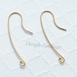 Long Gold Filled Hook Earwires for DIY Jewelry Making, 40mm, EWRS009 image 5