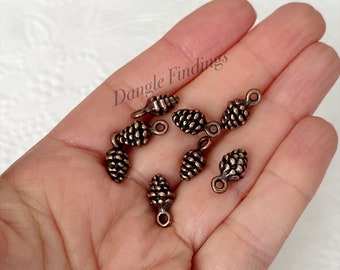 20 Pinecone Charms, Bracelet, Jewelry, Small, Copper Color, Fall, Autumn, Tiny, Jewelry Making, Tree, Winter, Little, 13mm, Hol103