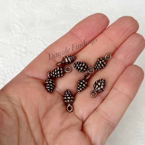 20 Pinecone Charms, Bracelet, Jewelry, Small, Copper Color, Fall, Autumn, Tiny, Jewelry Making, Tree, Winter, Little, 13mm, Hol103