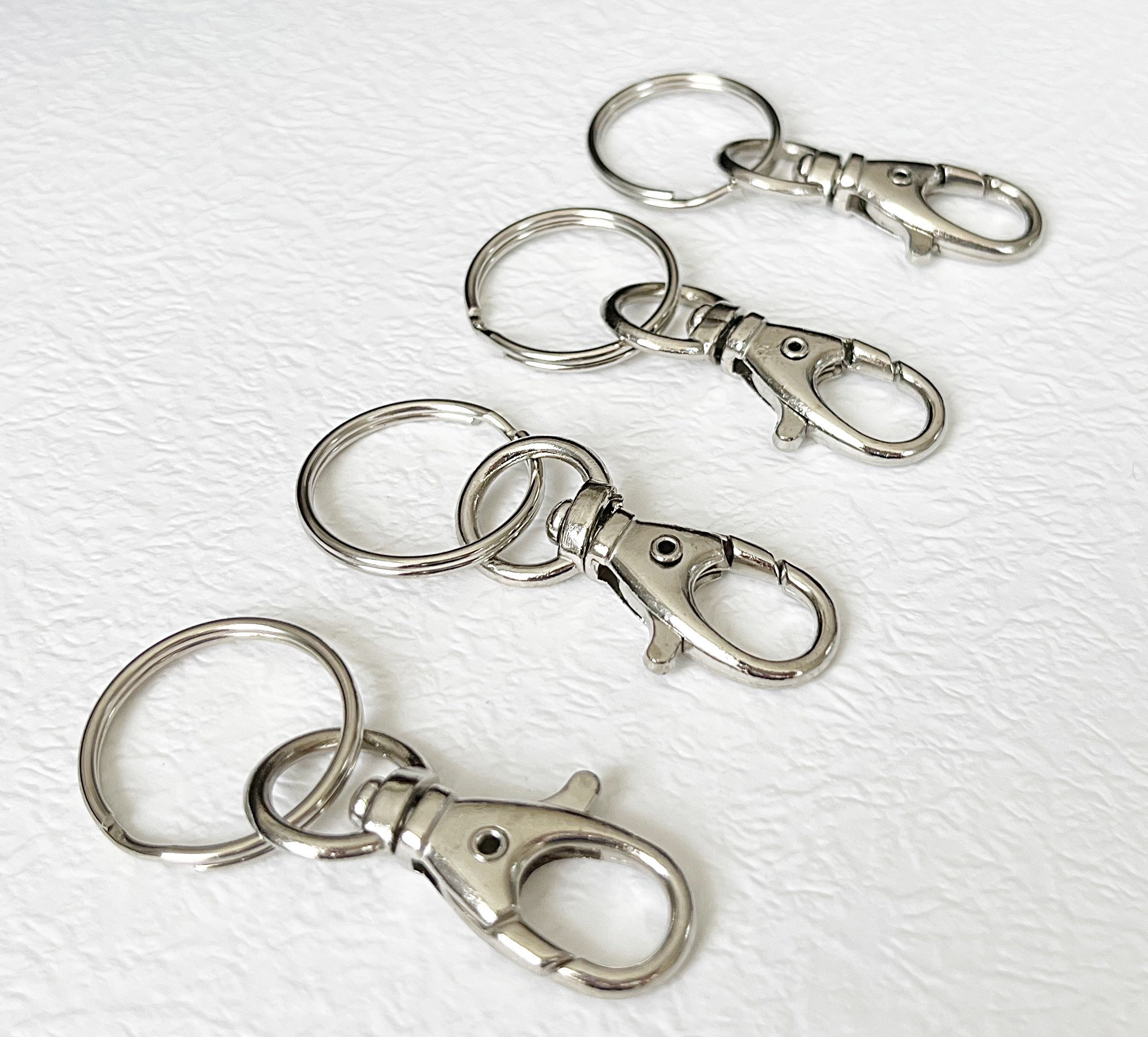 Set of 4 Swivel Keychains, Jewelry Key Rings for Charms, Platinum