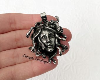 Medusa Pendant, Greek Mythology, Monster, Gorgon, Large, Serpent Hair, Men’s, Women’s, Necklace, Jewelry, Gift, 40mm