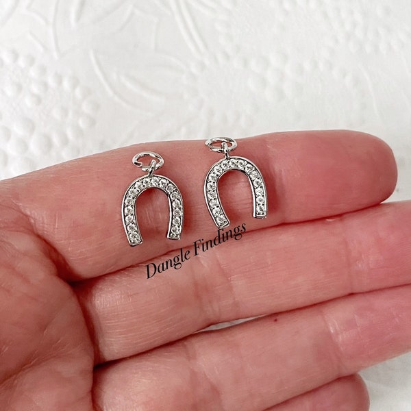 2 Horseshoe Charms, Western, Good Luck, Silver Color, Small, DIY Jewelry, Necklace, 13mm, SP028