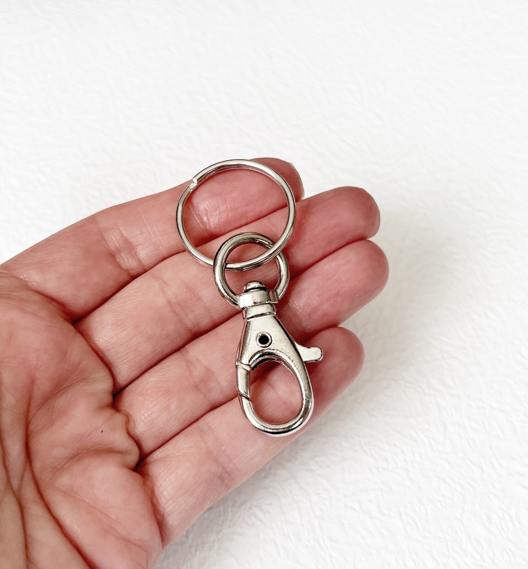 Set of 4 Swivel Keychains, Jewelry Key Rings for Charms, Platinum