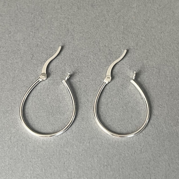 Hoop Earrings, Oval, Plain, .925 Silver, Findings, DIY Jewelry, Simple, 25mm, EWRS040