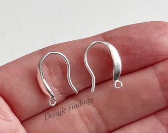 Anti-Tarnish Elegant Sterling Silver Earring Hooks for DIY Jewelry Making, 15mm, EWRS007