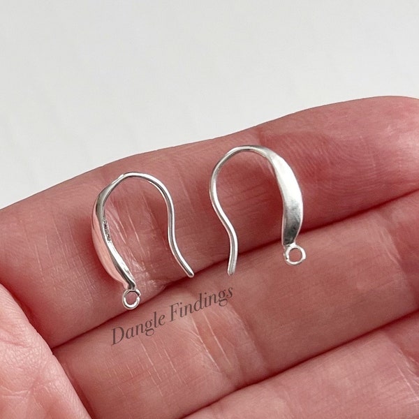 Anti-Tarnish Elegant Sterling Silver Earring Hooks for DIY Jewelry Making, 15mm, EWRS007