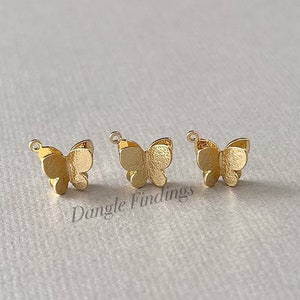 3 Tiny Gold Plated Butterfly Charms for Necklaces, Bracelets, and Earrings, 8mm, GTP095
