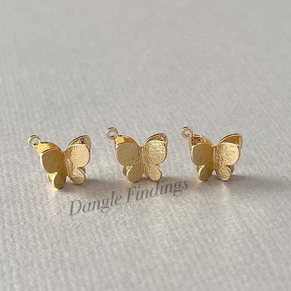 3 Tiny Gold Plated Butterfly Charms for Necklaces, Bracelets, and Earrings, 8mm, GTP095