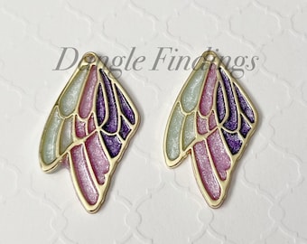 Butterfly Wings Pendant, Nature, Enamel, Earring, Necklace, Colorful, Jewelry Making, DIY, 40mm, GTP015