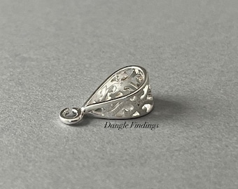 Large Filigree Bail, Silver, Fancy, DIY, Necklace, Slide, Pendant, Anti-Tarnish, Jewelry Making, Findings, CLSPB038