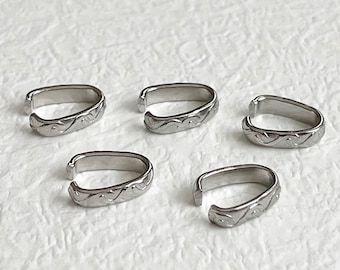10 Stainless Steel Connectors, Textured Chain Links, DIY Jewelry Making, 13mm, CLSPB059