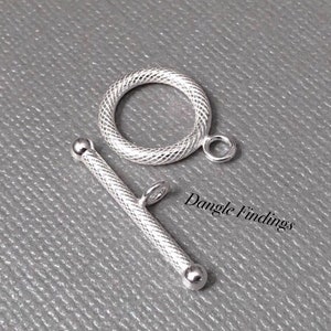 Toggle Clasp, Simple, Anti-Tarnish, .925 Silver, Round, Necklace, Textured, Bracelet, DIY Jewelry, CLSPB030