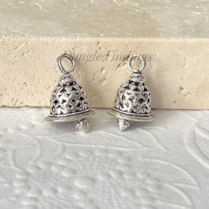 5 Bell Charms, 3D, Christmas, Silver, Wedding, DIY Jewelry Making, Holiday, Church, 19mm, HOL016