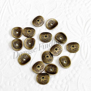 50 Flat and Wavy Bronze Spacer Beads for Jewelry Making, 9mm, BCS023