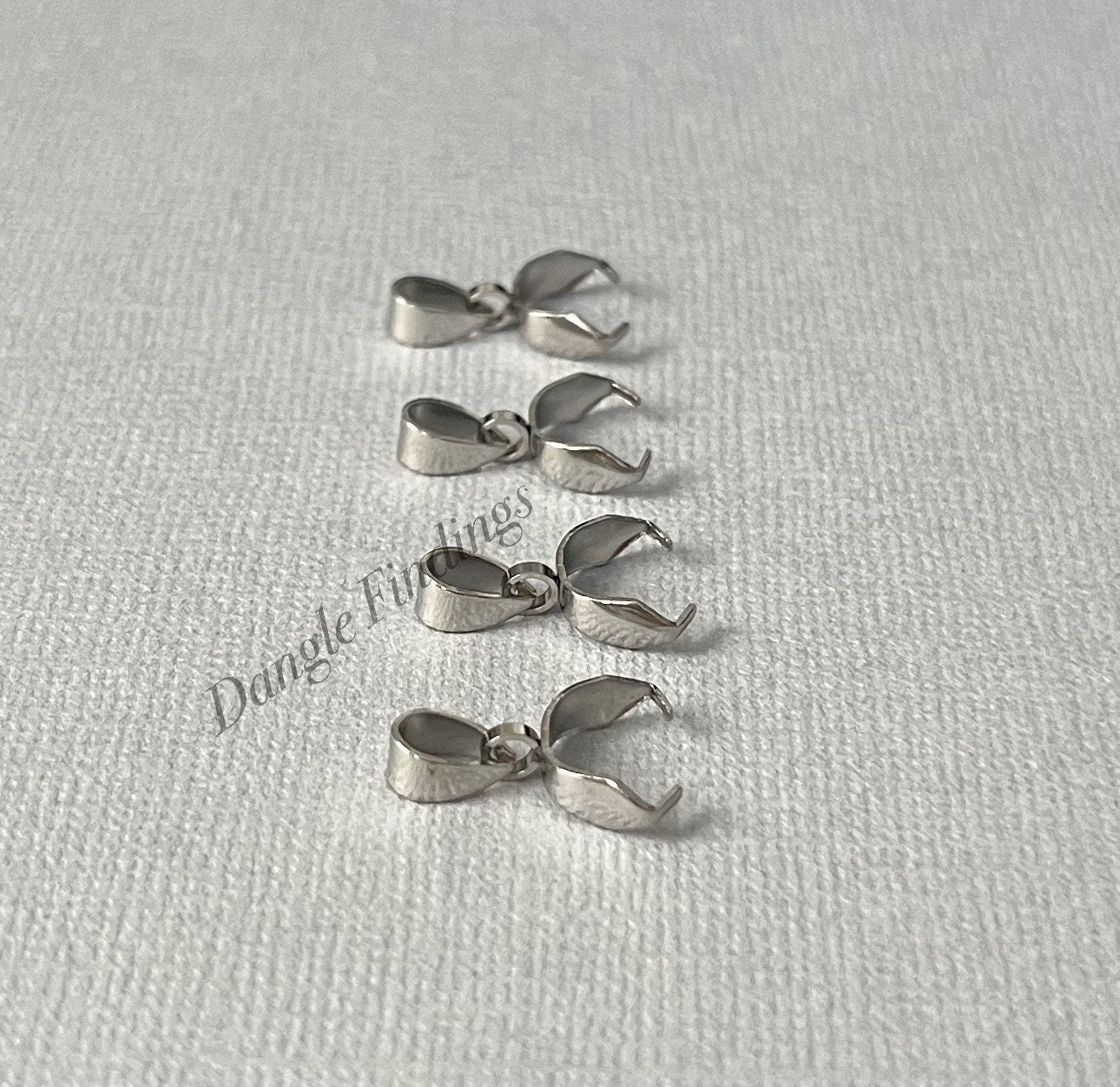 10 Stainless Steel Necklace Pinch Bails for DIY Jewelry Making