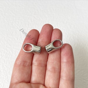 2 Stainless Steel End Caps for Thick Chains or Cords, DIY Jewelry Making, 6mm Hole, BCS003