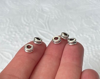 30 Small Silver Color Spacer Beads, Necklace and Bracelet Jewelry Making, 6mm