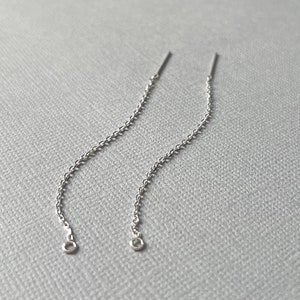 Ear Threaders, Cable Chain, Silver, Long, Womens, Trendy, Jewelry, Findings, Thread, Earrings, Delicate, 3.25 Inch, EWRS026 image 4