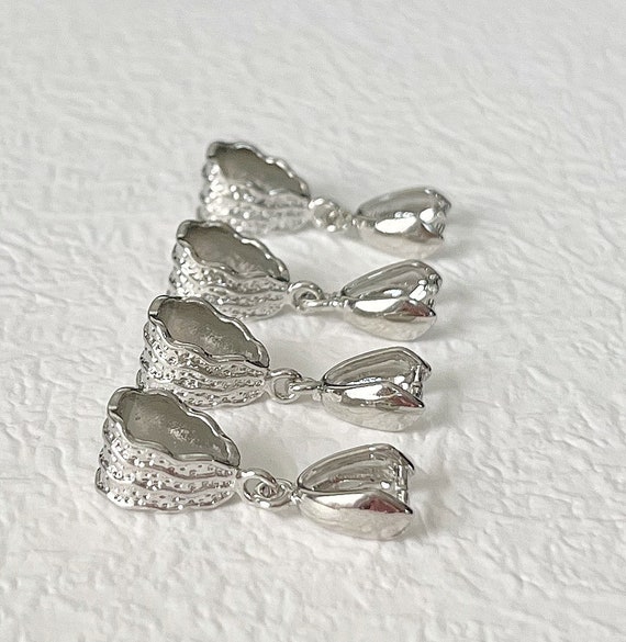 10 Silver Elegant Textured Pinch Bails for Jewelry Making 