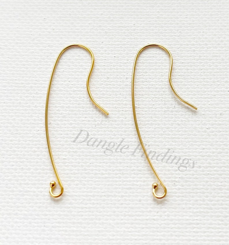 Long Gold Filled Hook Earwires for DIY Jewelry Making, 40mm, EWRS009 image 7