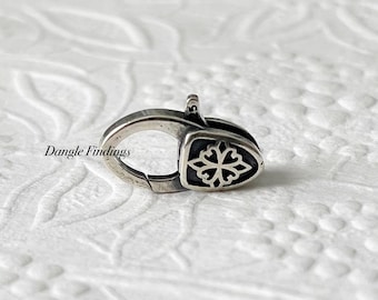 Oxidized Silver Lobster Clasp Finding with Shield Design for Necklaces and Bracelets, 18mm, CLSPB067