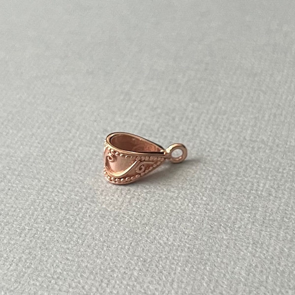 Rose Gold Bail, Pendant, Slide, Ornate, Fancy, Necklace, Findings, Jewelry Making, 14.2mm, BALI046