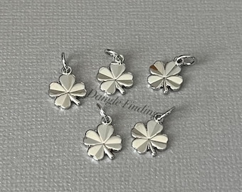 5 Tiny Platinum Plated Brass Clover Charms for DIY St. Patrick's Day Jewelry, 11mm, SP006