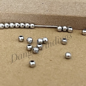 100 Small Spacer Beads, Seamless, Stainless Steel, Tiny, Diy Jewelry, Round, 3mm, BCS017