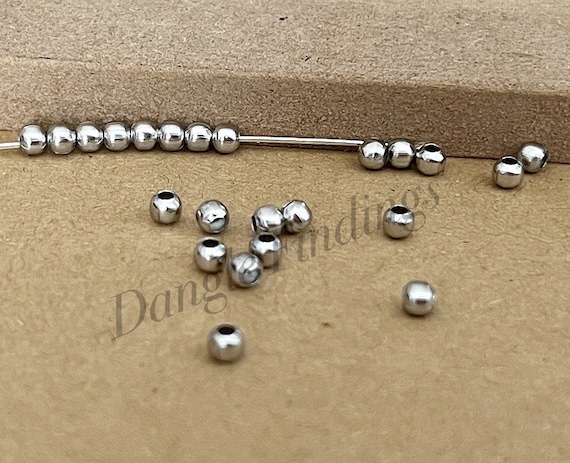 100 Small Spacer Beads, Seamless, Stainless Steel, Tiny, Diy Jewelry, Round, 3mm, BCS017