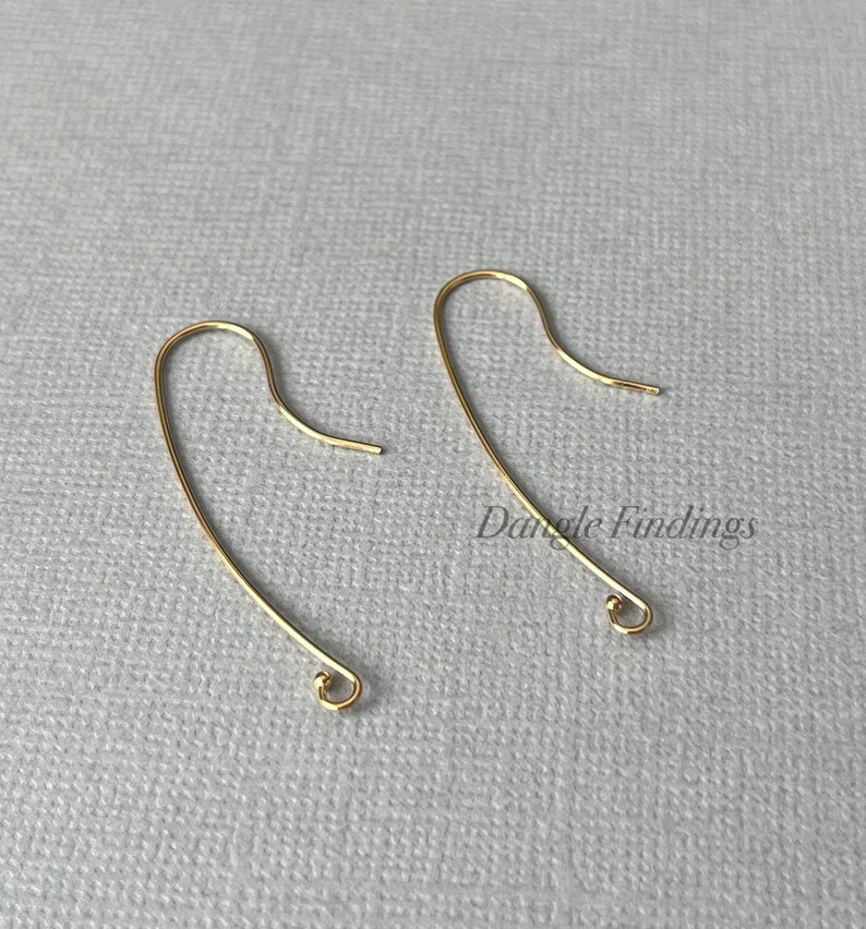 Long Gold Filled Hook Earwires for DIY Jewelry Making, 40mm, EWRS009 image 6