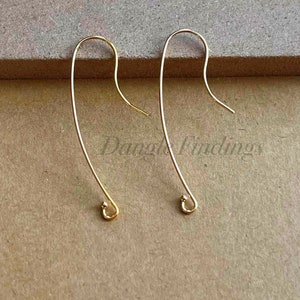 Long Gold Filled Hook Earwires for DIY Jewelry Making, 40mm, EWRS009 image 2