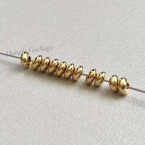 30 Rondelle Beads, Shiny, Spacer, Brass, Small, Gold Plated, Necklace, Polished, DIY Jewelry Making, 6mm, BCS021