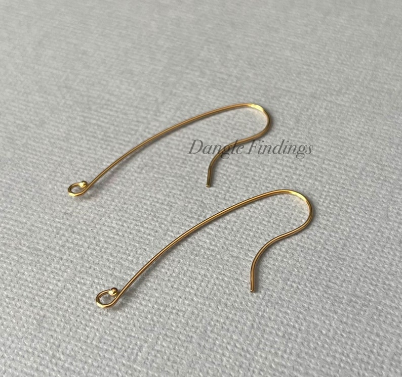 Long Gold Filled Hook Earwires for DIY Jewelry Making, 40mm, EWRS009 image 4