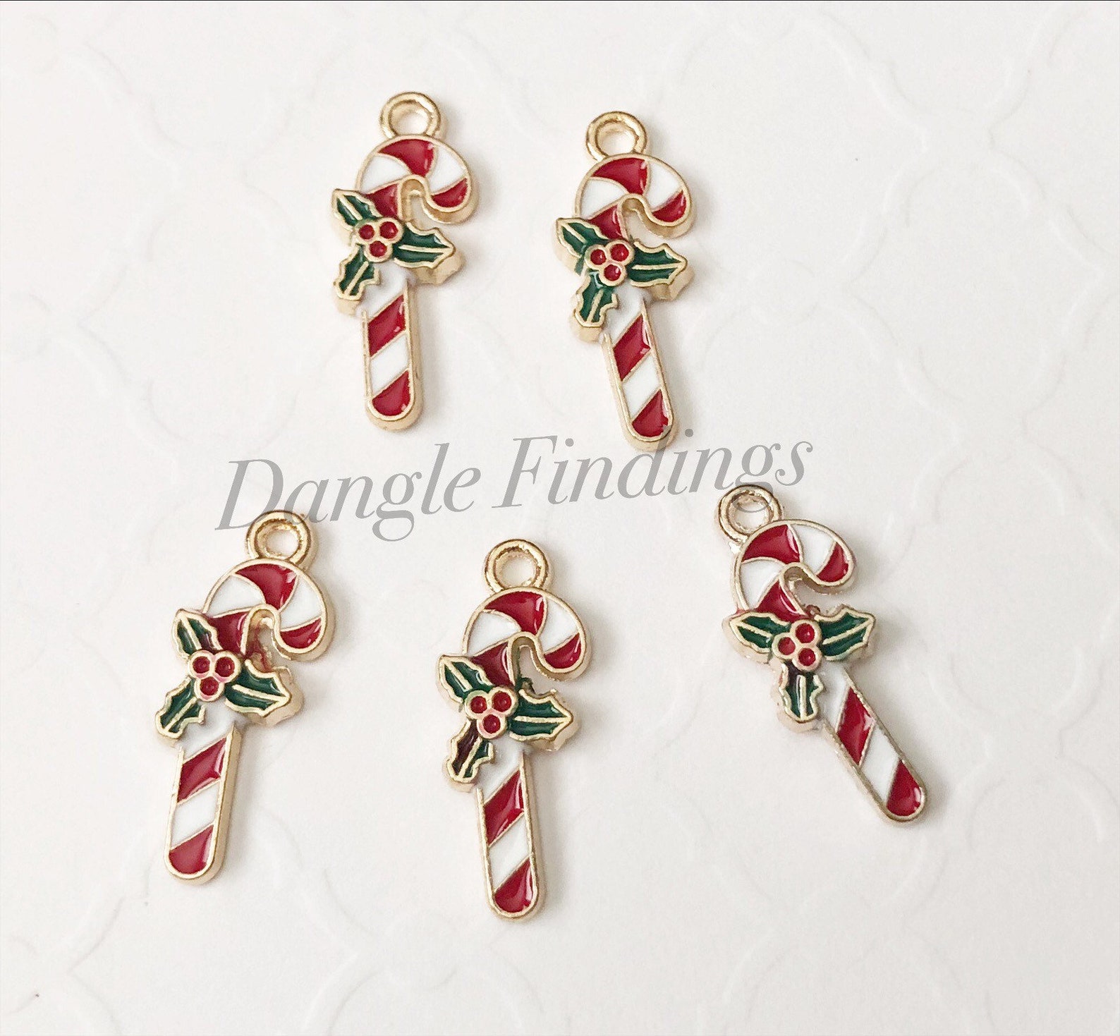 10 Candy Cane Charms Christmas Charms Small Candy Canes Etsy