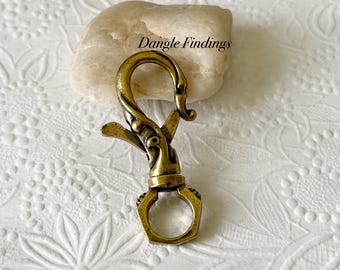 Extra Large Clasp, Brass Lobster Claw, Jumbo Keychain Clip, Swivel Trigger With Ring, 55mm, ACC002