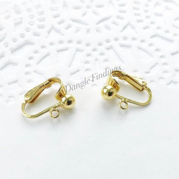 Ear Clips, Clip On Earrings, Non- Pierced, Gold Vermeil, DIY Jewelry, EWRS077