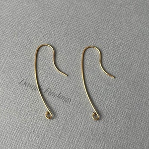 Long Gold Filled Hook Earwires for DIY Jewelry Making, 40mm, EWRS009 image 1