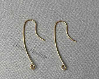 Long Gold Filled Hook Earwires for DIY Jewelry Making, 40mm, EWRS009