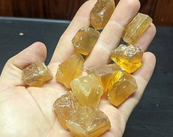 Raw Amber Calcite Crystal || Rough golden Calcite Stone ||