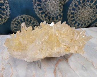 Golden Healer Quartz Crystal Cluster || Raw Quartz Cluster || Lemurian Quartz Crystal Plate A-3