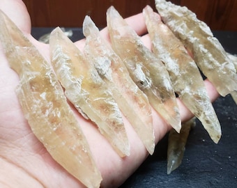 Raw Yellow Selenite Wands, Solar plexus selenite, Utah Selenite Slices