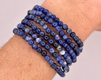 Bracciale in cristallo di sodalite // Bracciale con perline di sodalite // Gioielli in cristallo di sodalite //