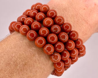 Braccialetto di cristallo di diaspro rosso // Braccialetto di perline di diaspro rosso // Gioielli di cristallo di diaspro rosso //