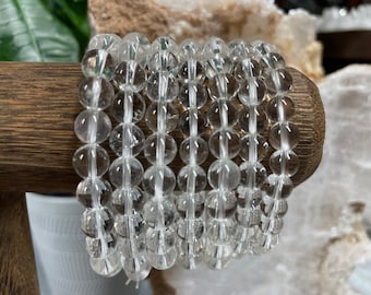 Clear Quartz Crystal Bracelet || Clear Quartz Beaded Bracelet || Clear Quartz Crystal Jewelry || Pick Your Size