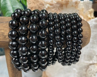 Zwarte toermalijn armband || Zwarte toermalijnkristalarmband || Zwarte toermalijnkristallen sieraden || Kies je maat