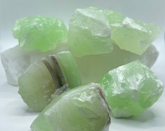 Raw Emerald Green Calcite Crystal || Rough Emerald Green Calcite Chunk || Pick Your Size!